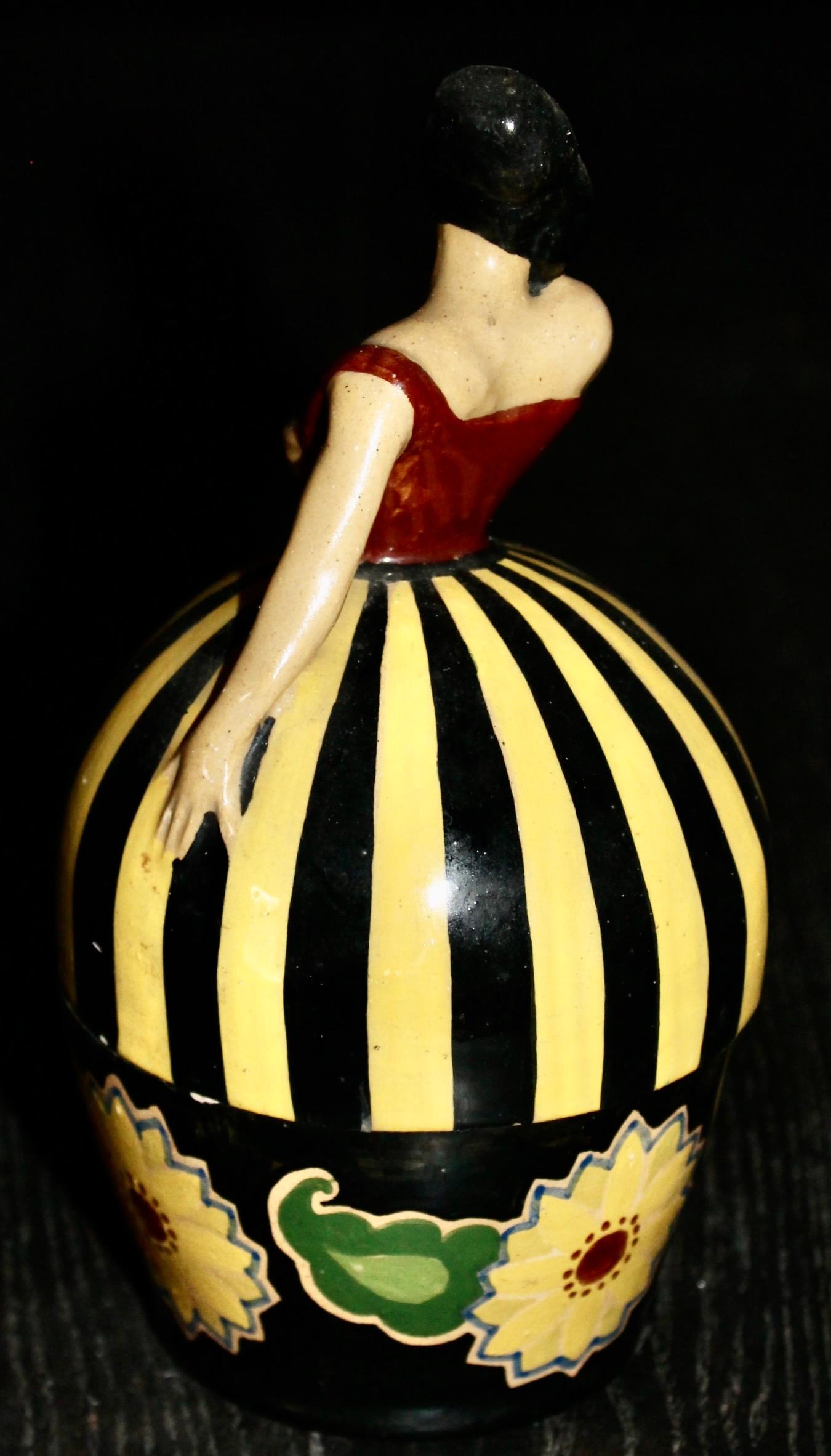 Ceramic La Salamandra Roma Figural Art Deco Container