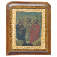 Antique "La Santísima Trinidad" (The Holy Trinity) Oil on Tin Retablo