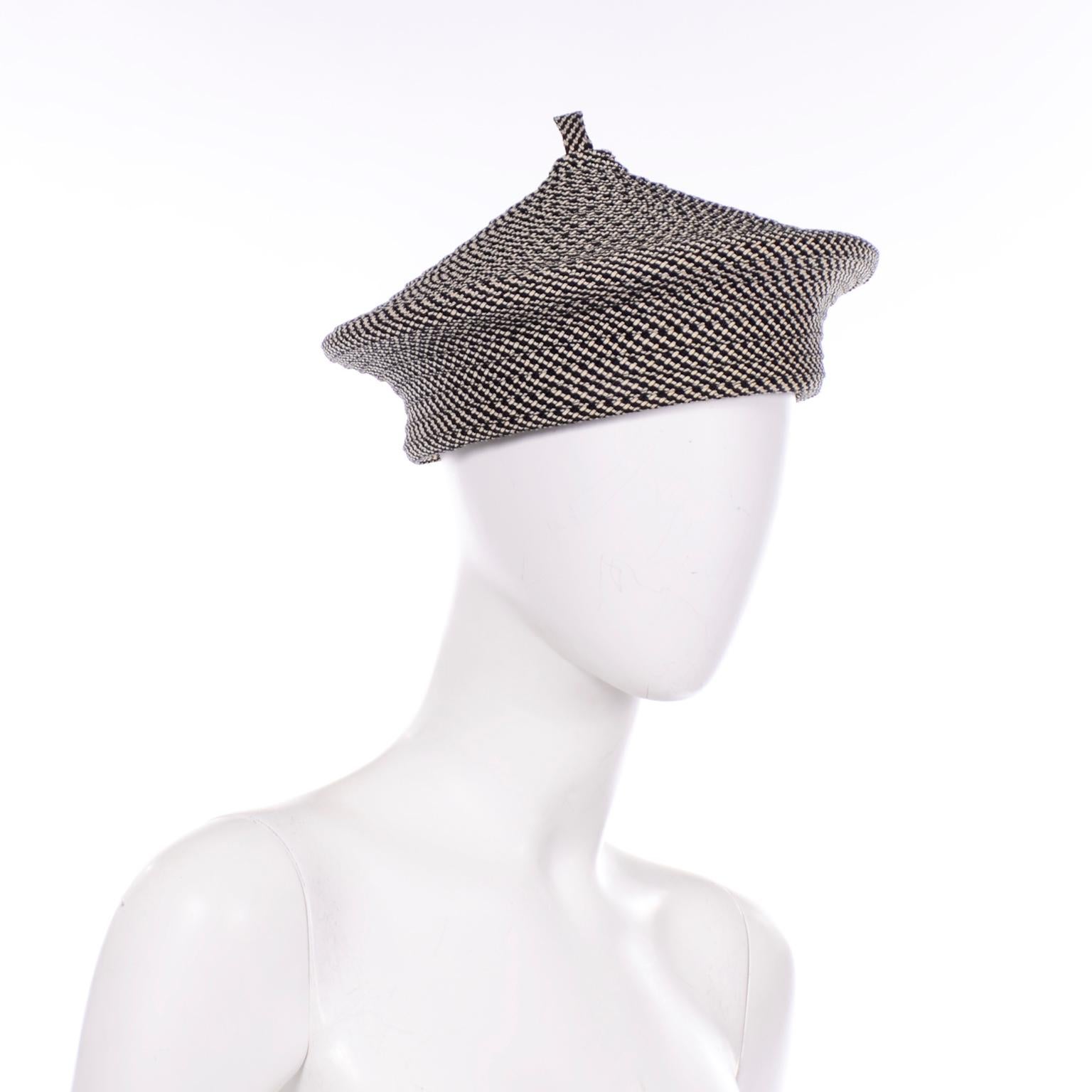 Gray La Sartan Black & White Vintage French Beret Hat