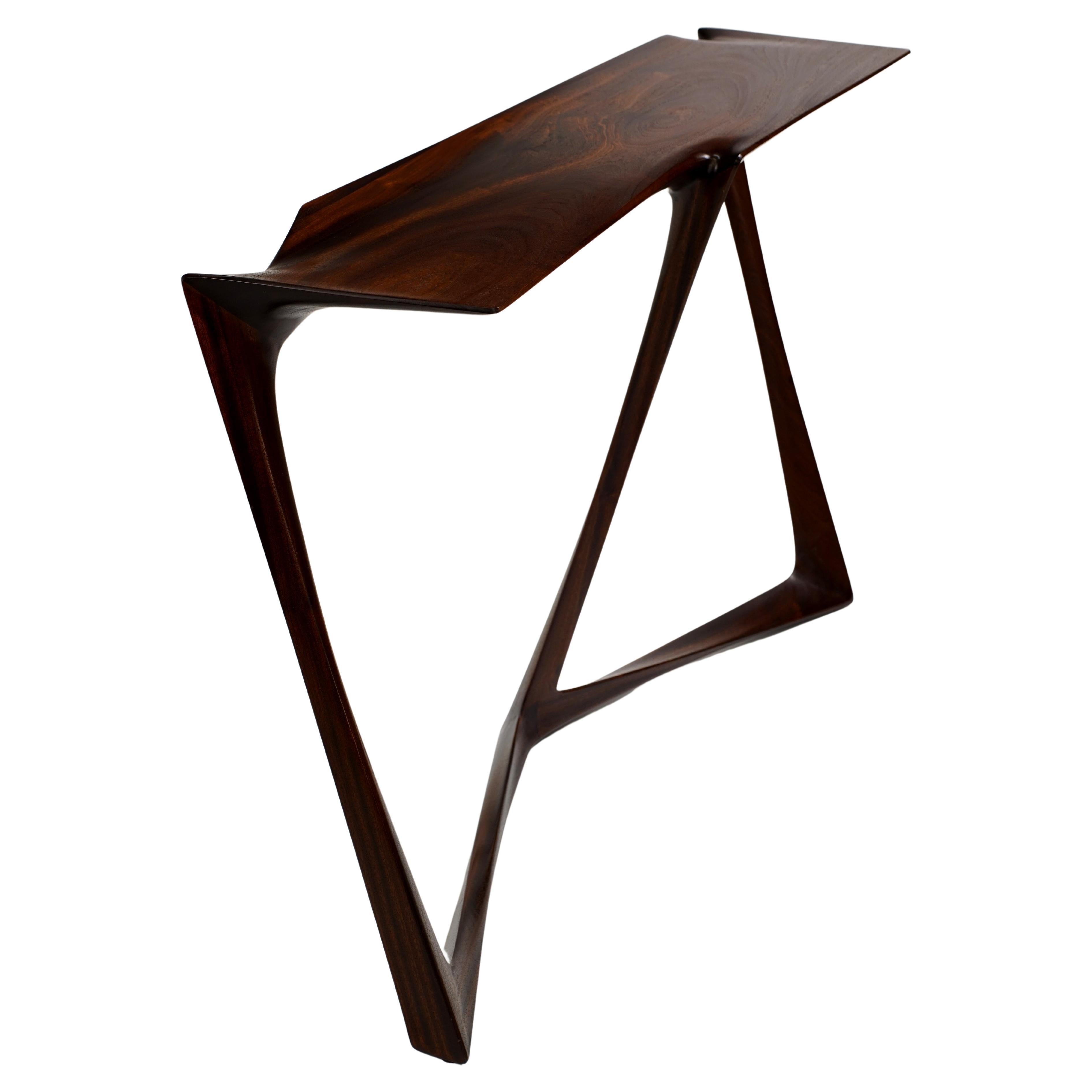 "La Sauterelle" Sculptural, Hand Carved 
finished Modern Sapele Console table