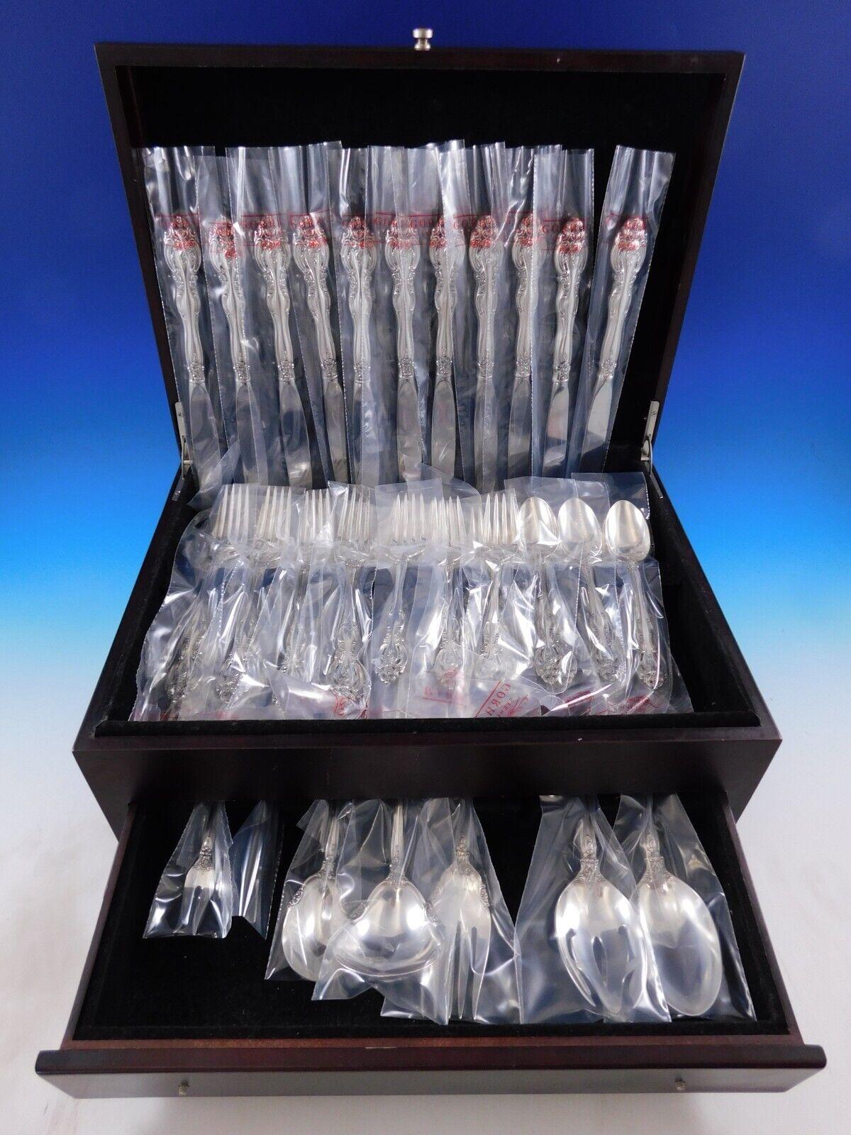 Unused La Scala by Gorham sterling silver flatware set - 54 pieces. This set includes:

12 Knives, 9 1/8