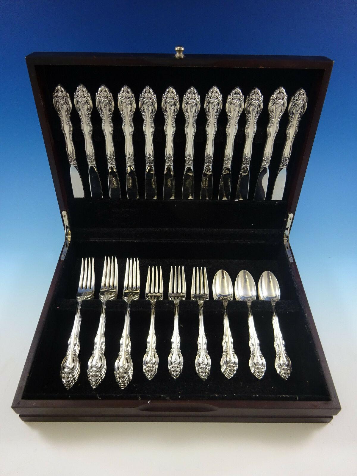 La Scala by Gorham sterling silver flatware set, 48 pieces. This set includes:

12 knives, 9