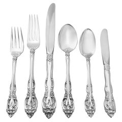 Vintage "La Scala" Sterling Silver Flatware Set Patented in 1964 by Gorham, 6 Place