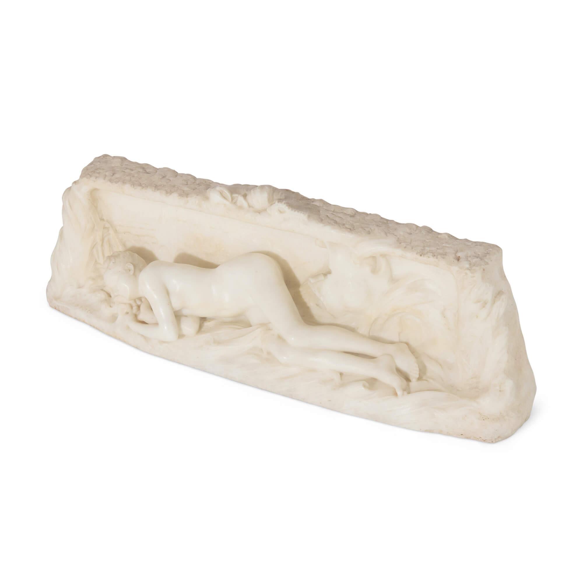 Art Nouveau ‘La Seine’, Antique French Marble Figural Sculpture by Denys Pierre Puech For Sale