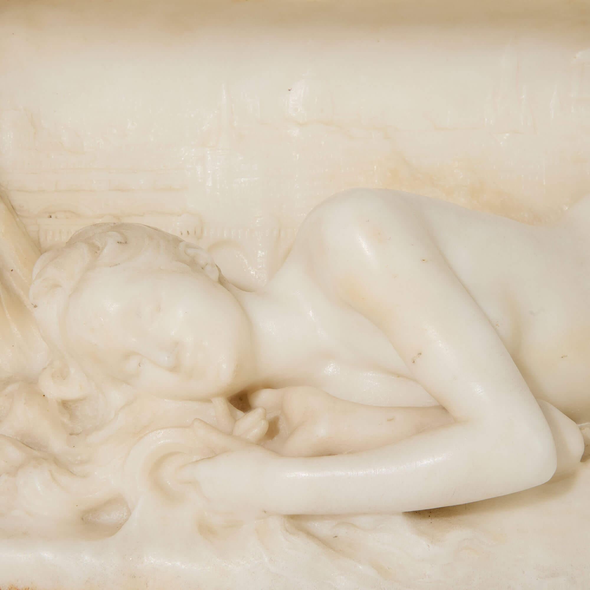 Carved ‘La Seine’, Antique French Marble Figural Sculpture by Denys Pierre Puech For Sale