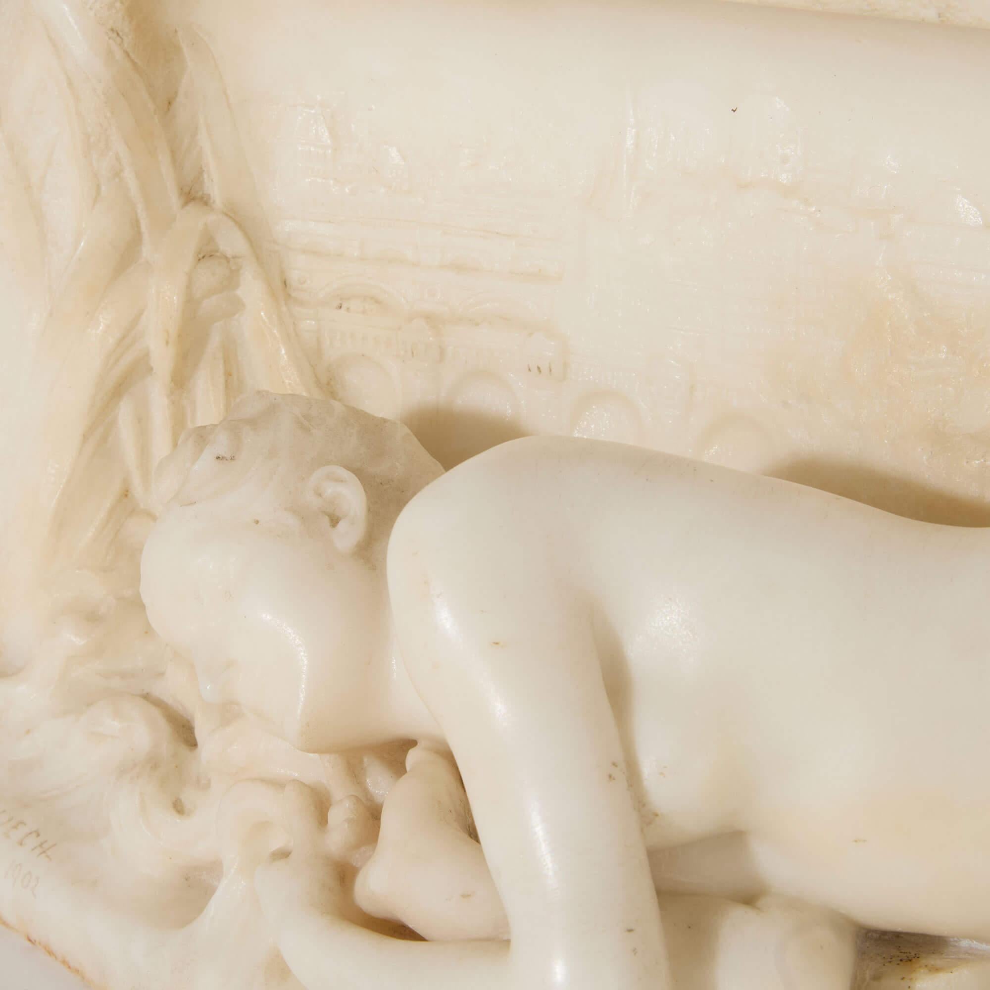 20th Century ‘La Seine’, Antique French Marble Figural Sculpture by Denys Pierre Puech For Sale