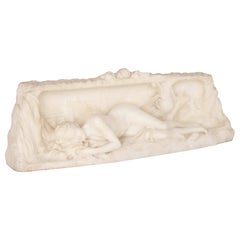 ‘La Seine’, Antique French Marble Figural Sculpture by Denys Pierre Puech