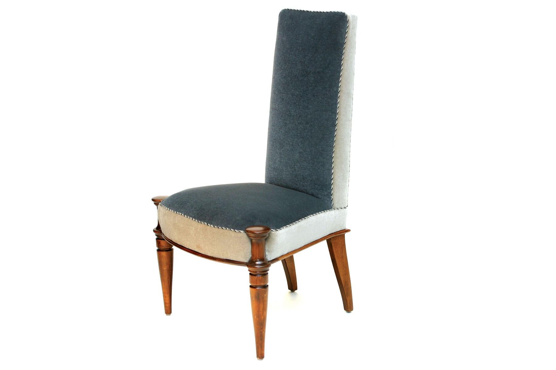 Custom Dining chair in the Style of Jules Leleu by Bourgeois Boheme Atelier .
Custom Wood Finishing and Upholstery work included in the price of each chair.
Customer provides fabric (COM).