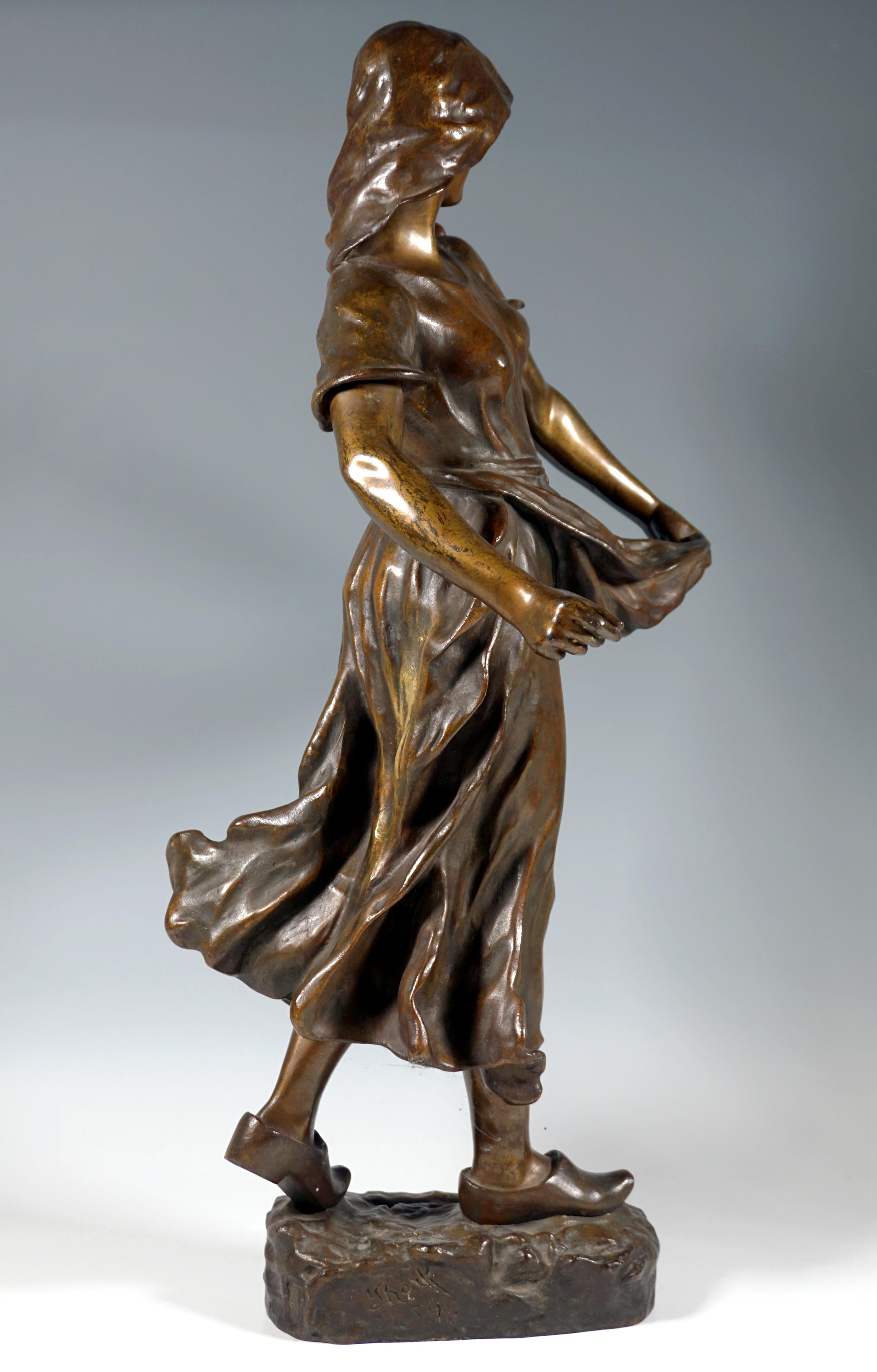 Calco 'La Sémeuse', grande figura in bronzo Art Nouveau di Oscar Roty, Vienna, 1899 ca. in vendita