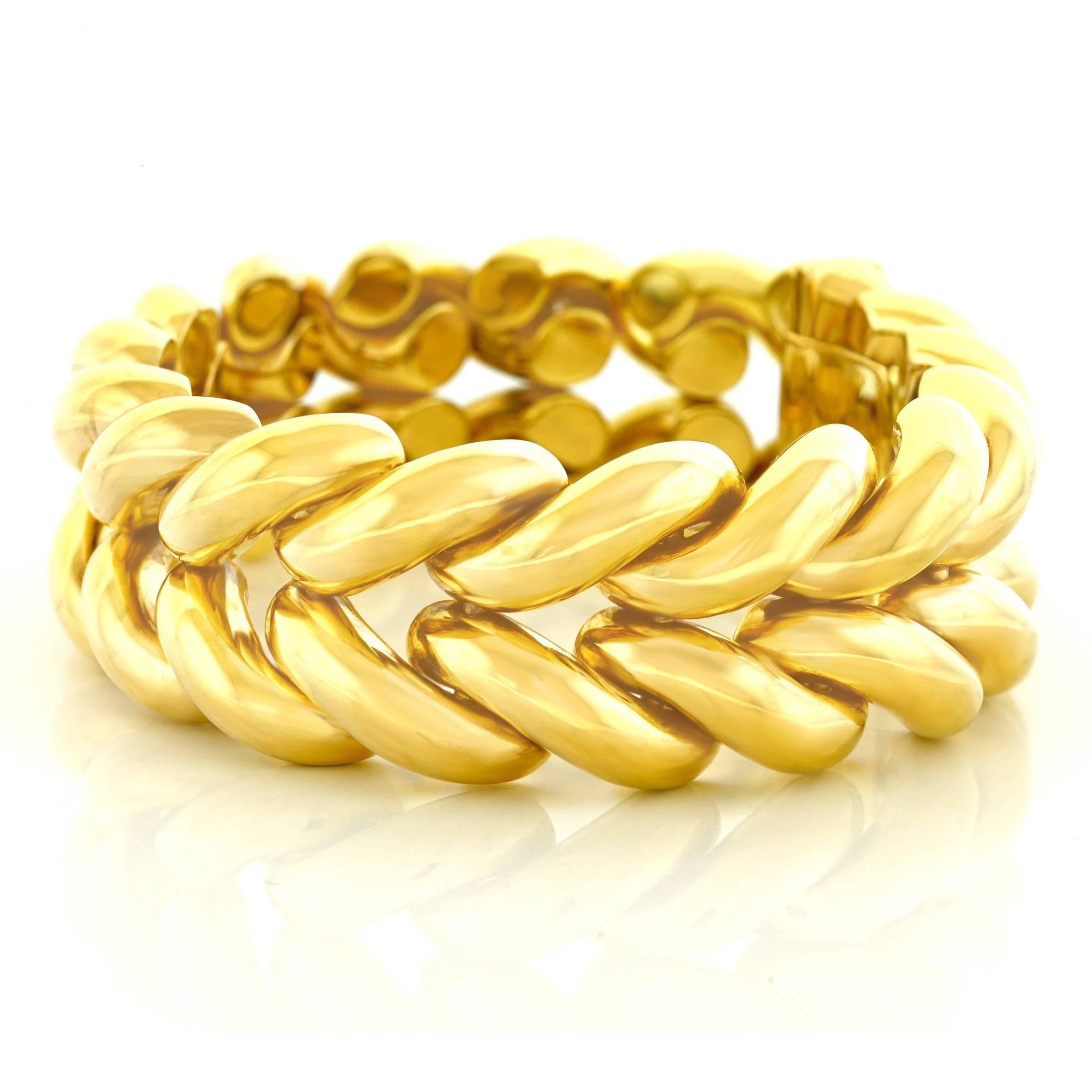 La Serlas Mystery Motif Gold Bracelet In Excellent Condition In Litchfield, CT