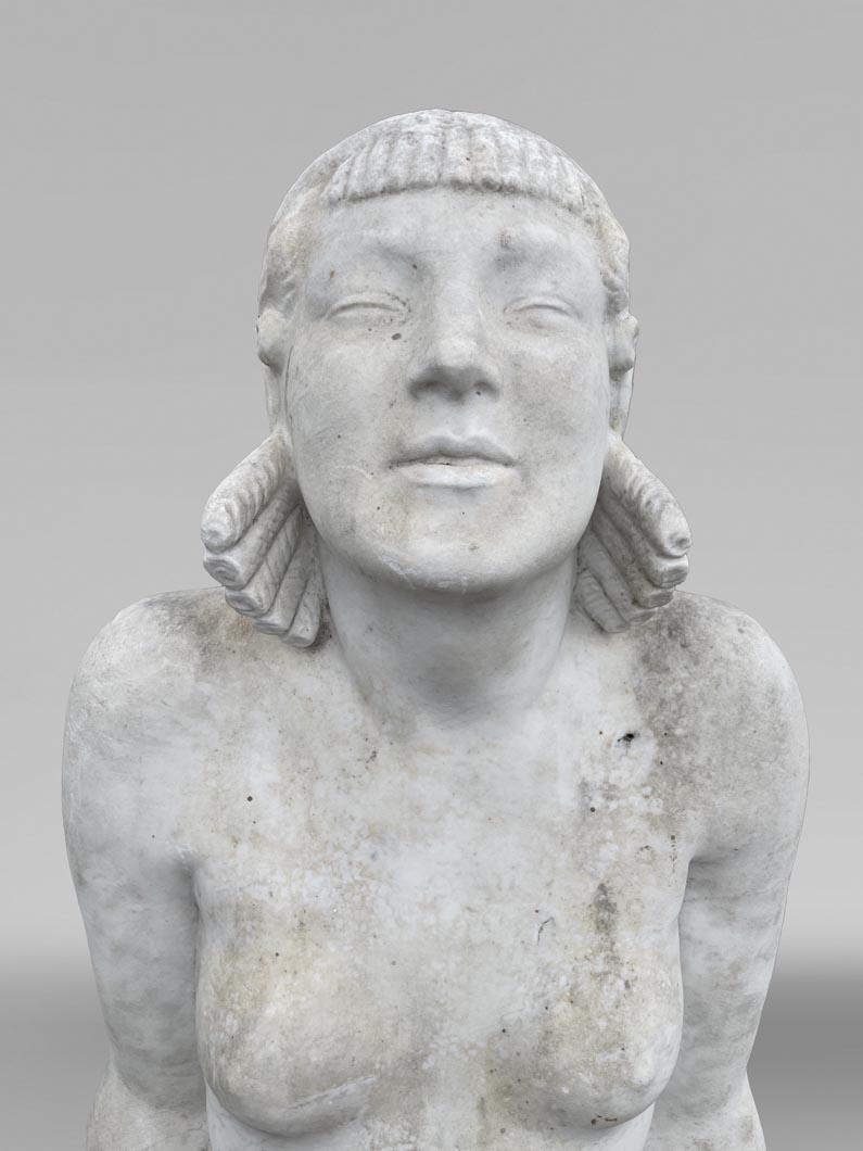 Hand-Carved La Sortie du bain – Young woman, monumental Art Deco sculpture For Sale