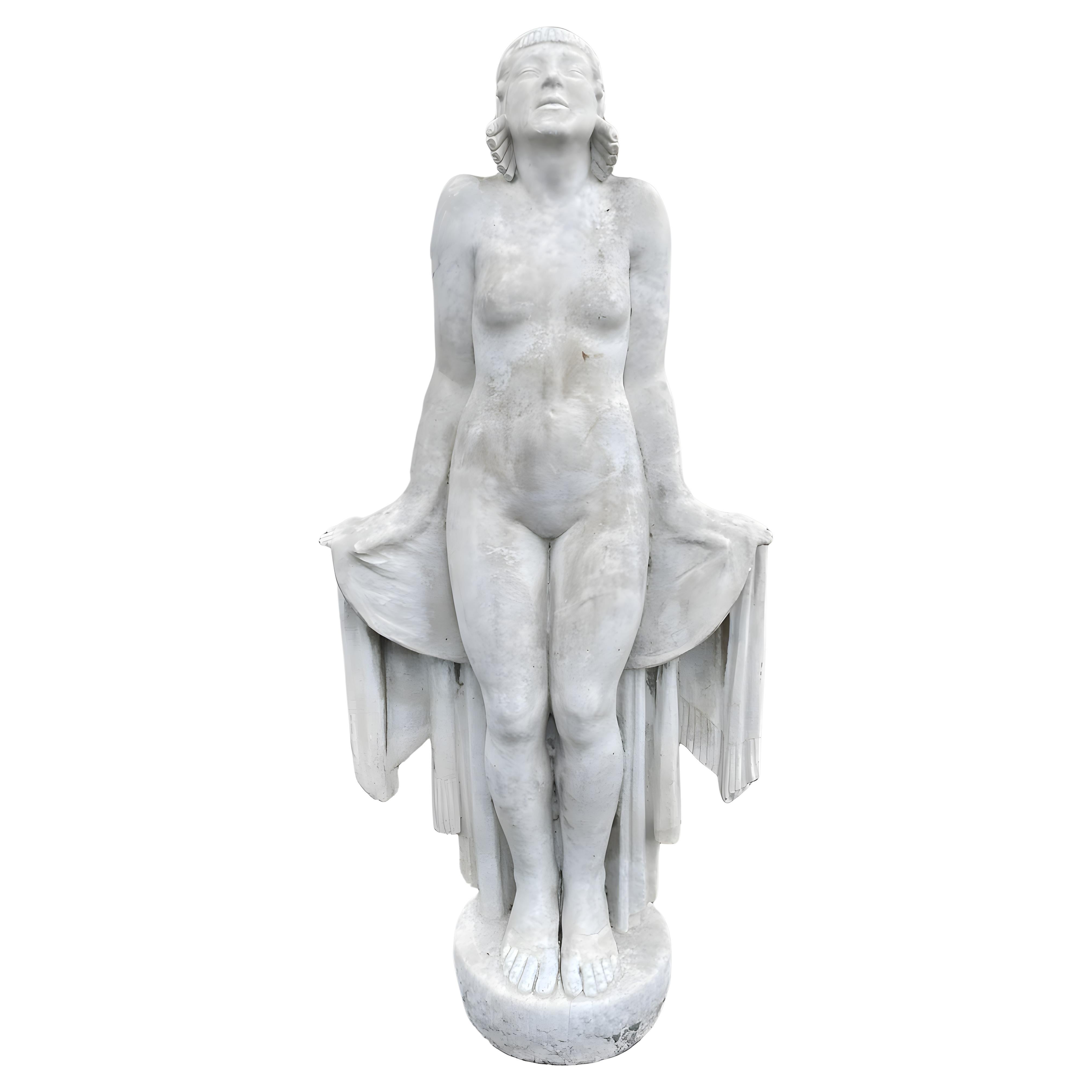 La Sortie du bain – Young woman, monumental Art Deco sculpture For Sale