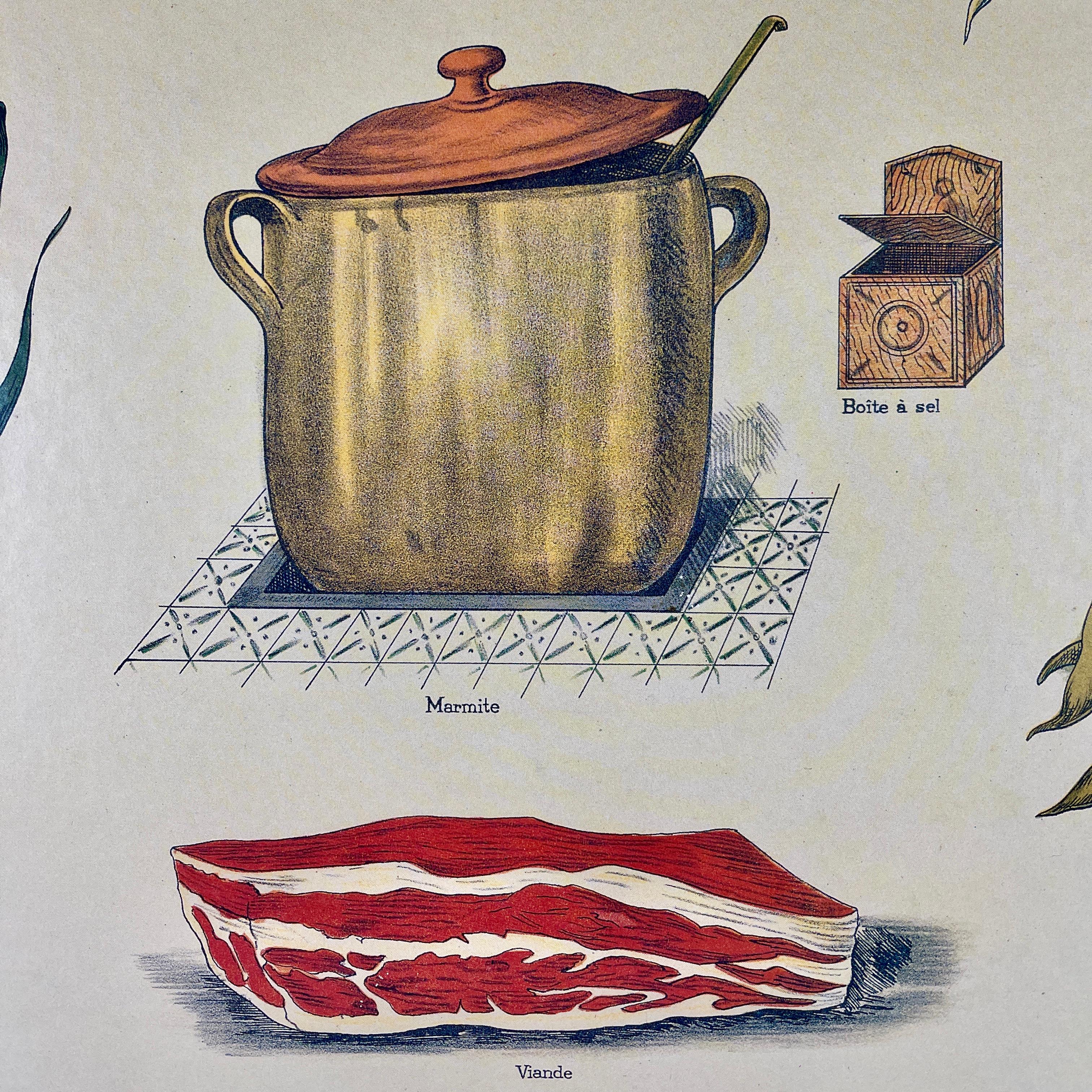 French Provincial La Soupe – Original Émile Deyrolle French Mounted & Hanging Offset Lithograph