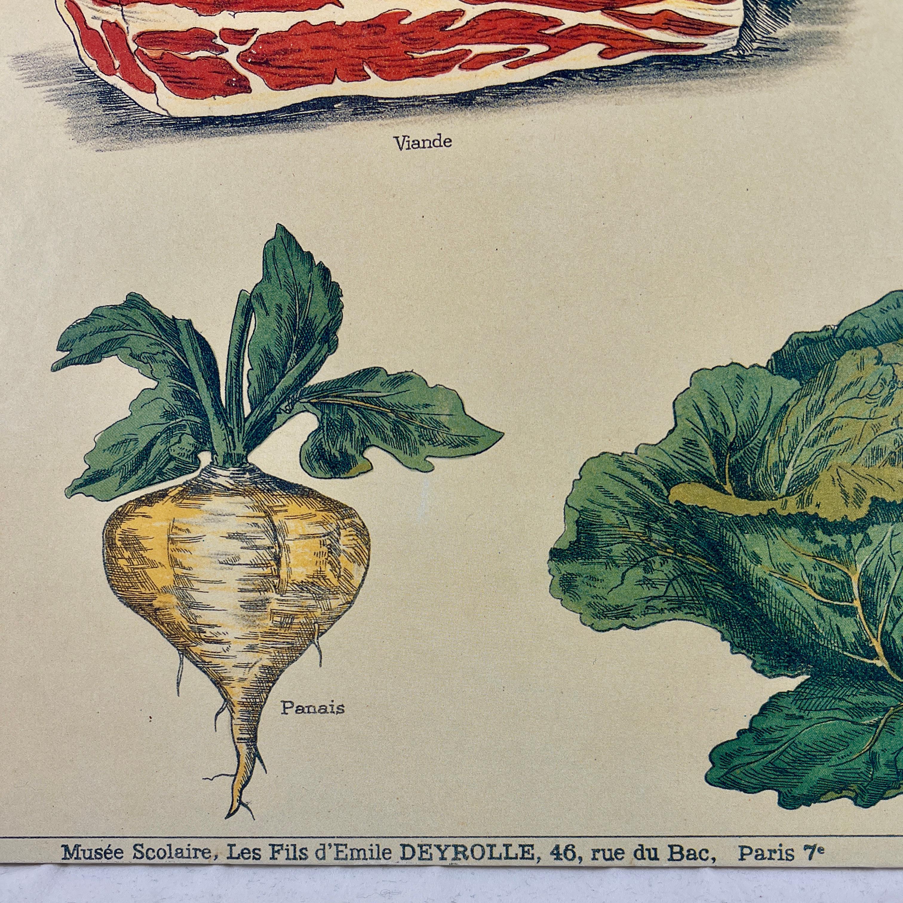 La Soupe – Original Émile Deyrolle French Mounted & Hanging Offset Lithograph In Good Condition In Philadelphia, PA