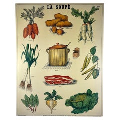 Vintage La Soupe – Original Émile Deyrolle French Mounted & Hanging Offset Lithograph