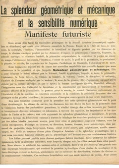 La Splendeur Géométrique et Mécanique et la Sensibilité Numérique, Italy 1914