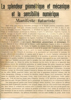 La Splendeur Géométrique et Mécanique et la Sensibilité Numérique, Italy 1914