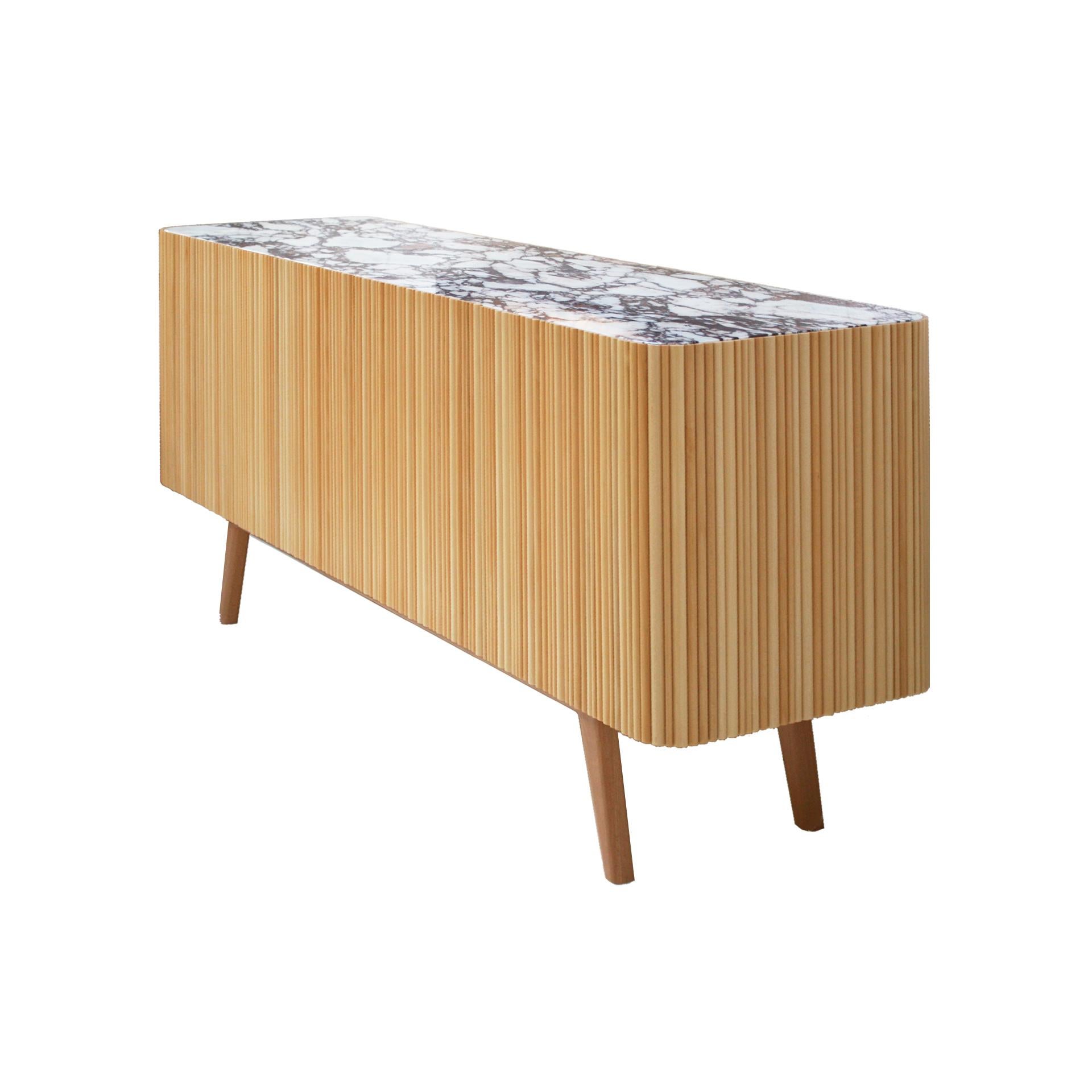 Italian L.A. Studio Contemporary Modern Linden and Lemongrass Wood Sideboard For Sale