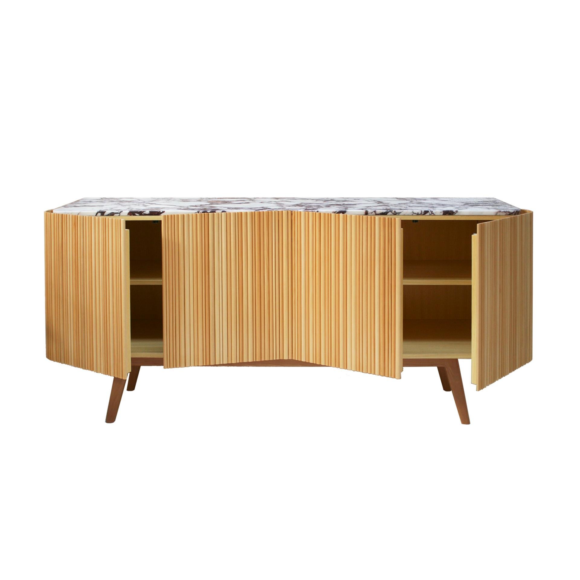 L.A. Studio Contemporary Modern Linden and Lemongrass Wood Sideboard In Good Condition For Sale In Ibiza, Spain