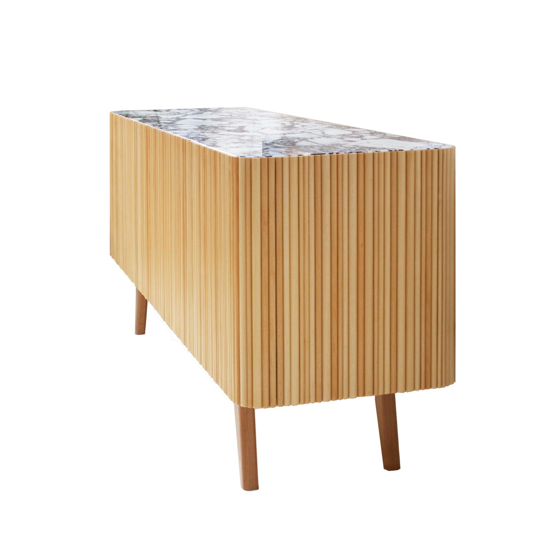 L.A. Studio Contemporary Modern Linden and Lemongrass Wood Sideboard For Sale 1