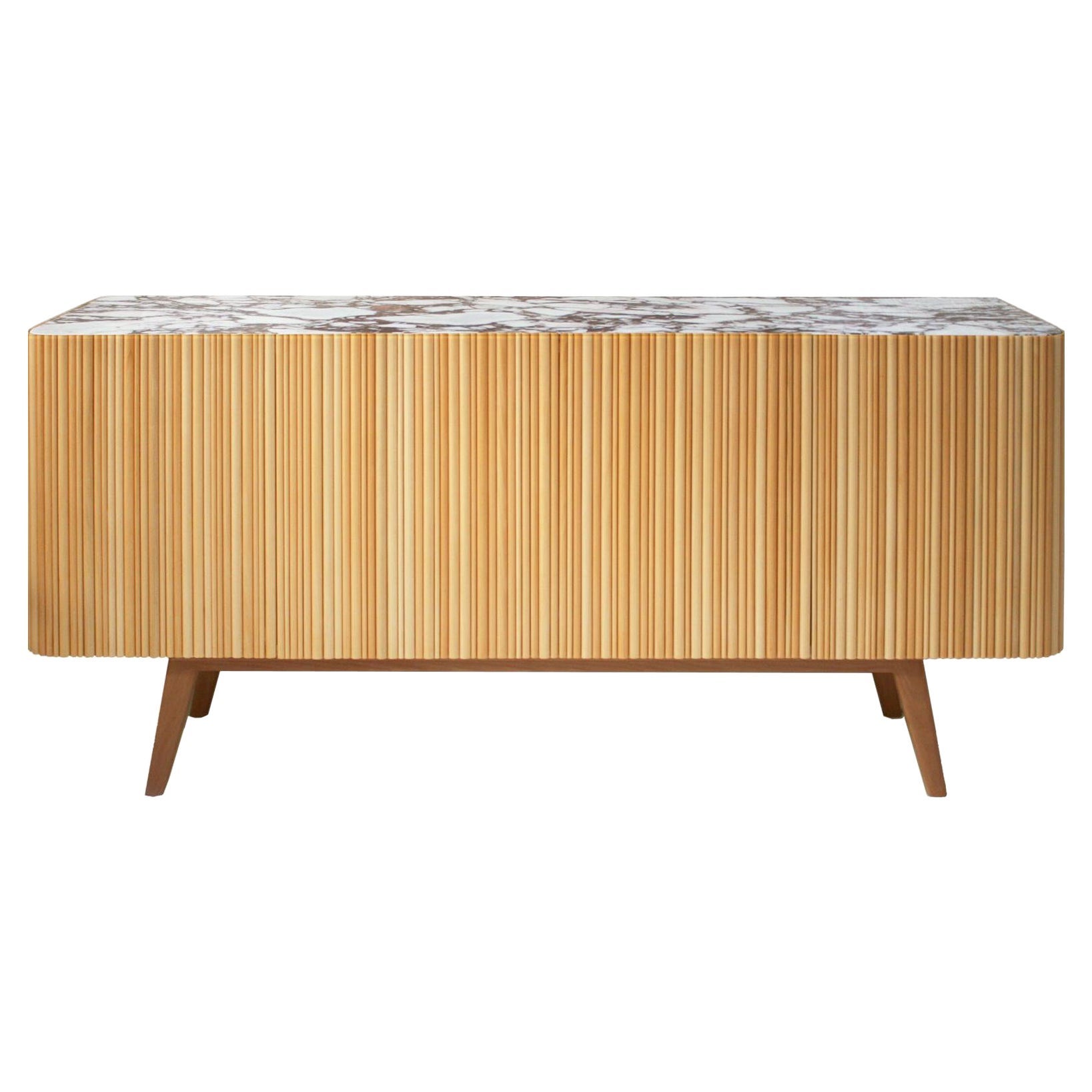 L.A. Studio Contemporary Modern Linden and Lemongrass Wood Sideboard