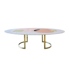 L.A. Studio Contemporary Modern Marble and Brass Italian Dining Table