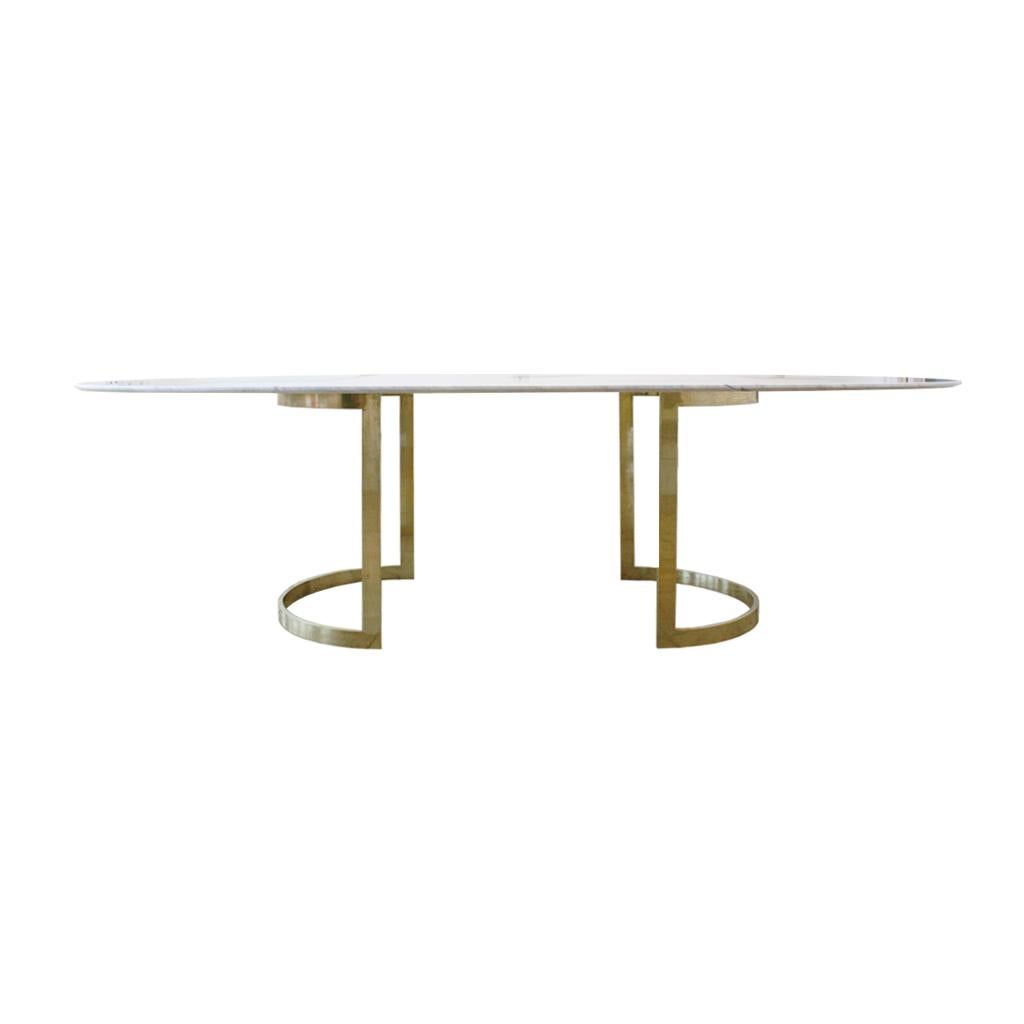 Mid-Century Modern L.A. Studio Contemporary Modern Marble and Brass Italian Dining Table For Sale