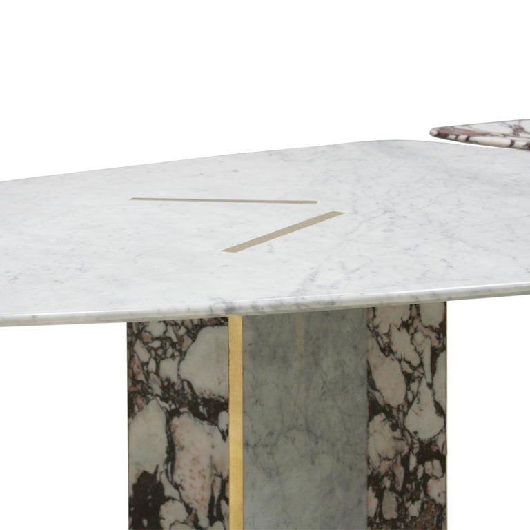 L A Studio Contemporary Modern Marble And Brass Italian Dining Table For Sale At 1stdibs