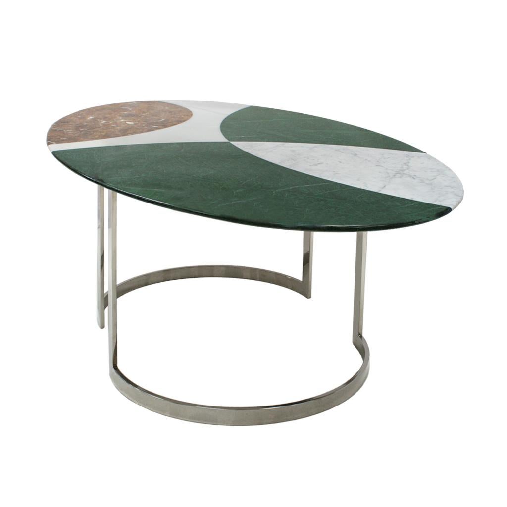 Mid-Century Modern L.a. Table de salle à manger italienne contemporaine en marbre et acier The Moderns en vente