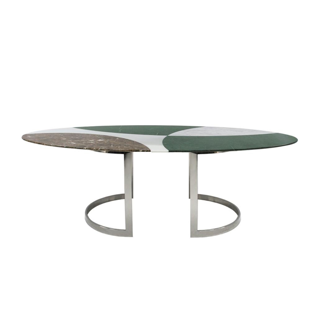 L.a. Table de salle à manger italienne contemporaine en marbre et acier The Moderns Bon état - En vente à Madrid, ES