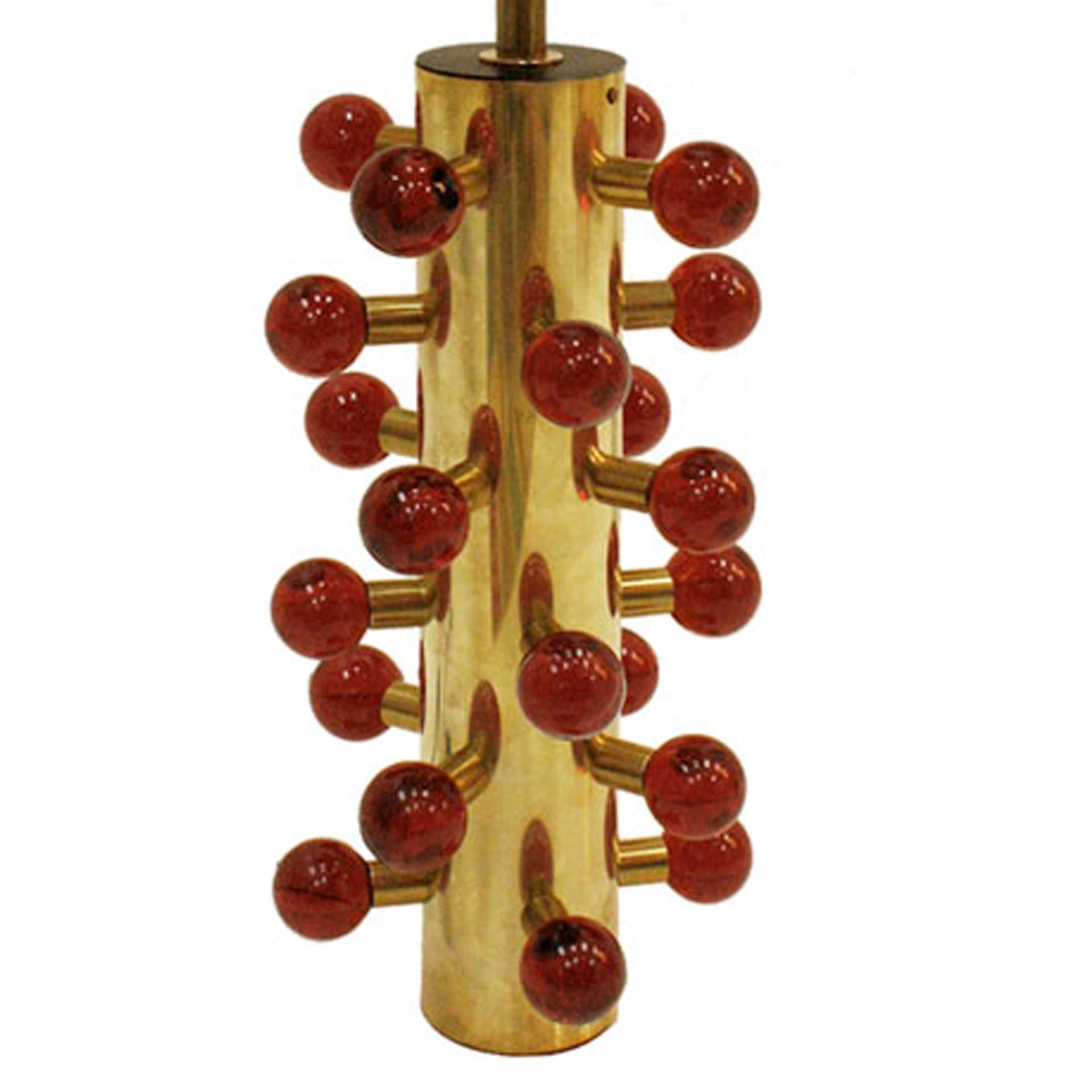 Moderne I.A. Studio Paire de lampes de table contemporaines en verre de Murano et laiton en vente