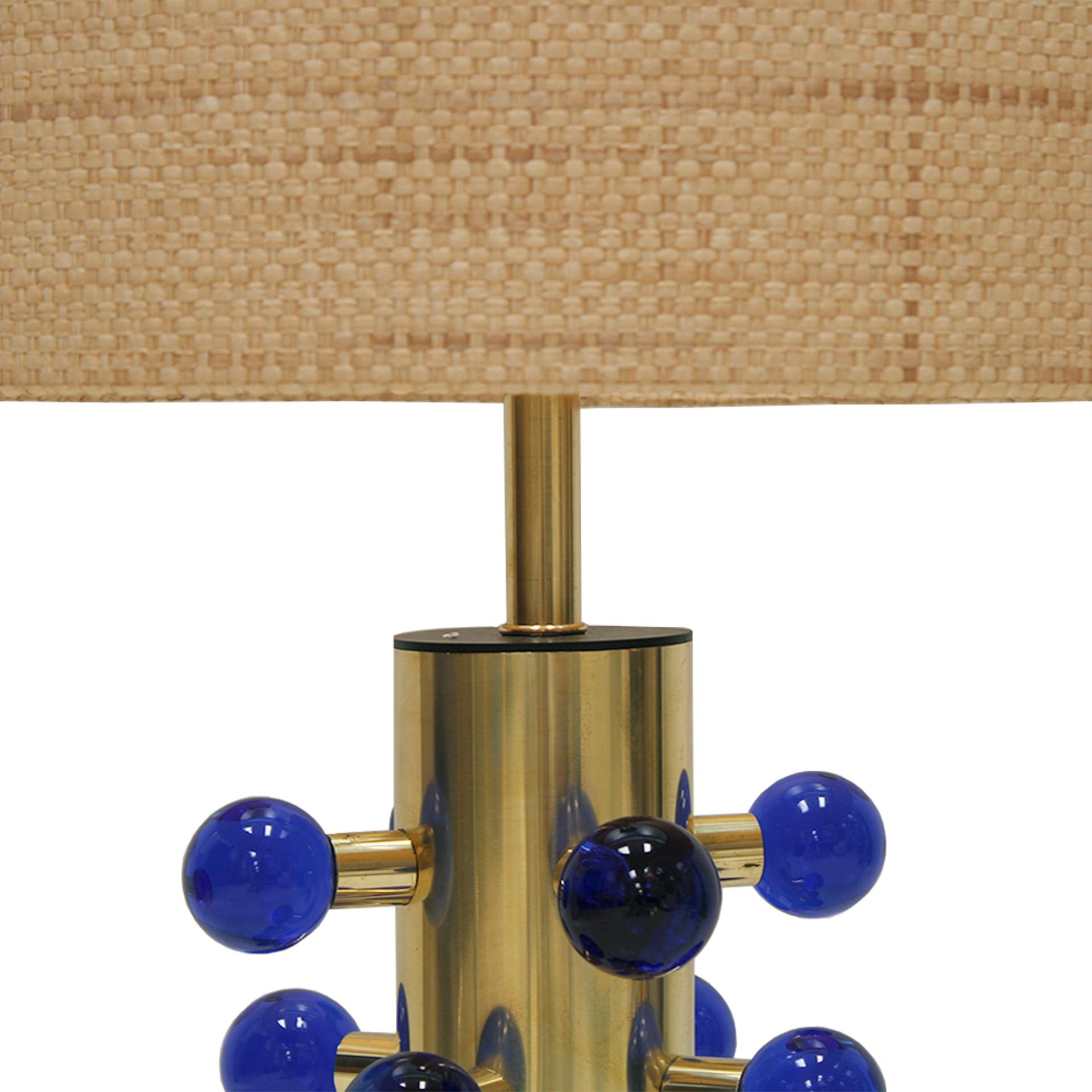 L.A. Studio Contemporary Modern Murano Glass and Brass Pair of Table Lamps In Good Condition For Sale In Ibiza, Spain