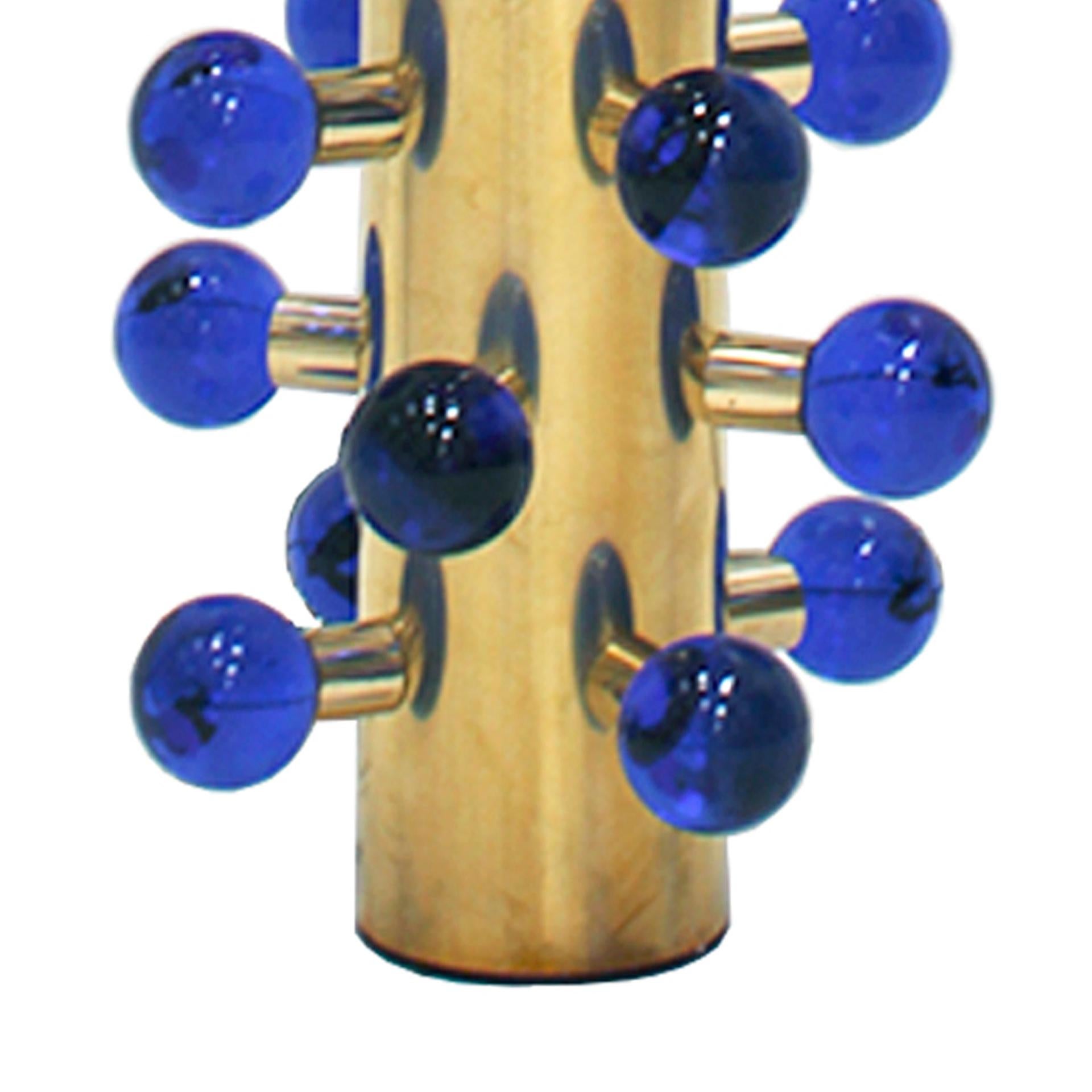 Laiton I.A. Studio Paire de lampes de table contemporaines en verre de Murano et laiton en vente