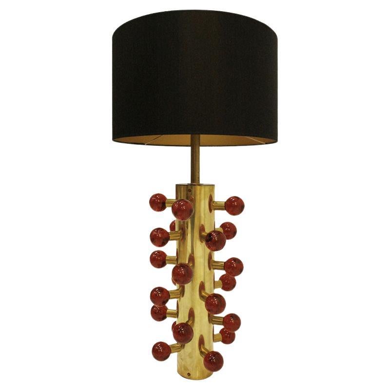 L.A. Studio Contemporary Modern Murano Glass and Brass Pair of Table Lamps For Sale