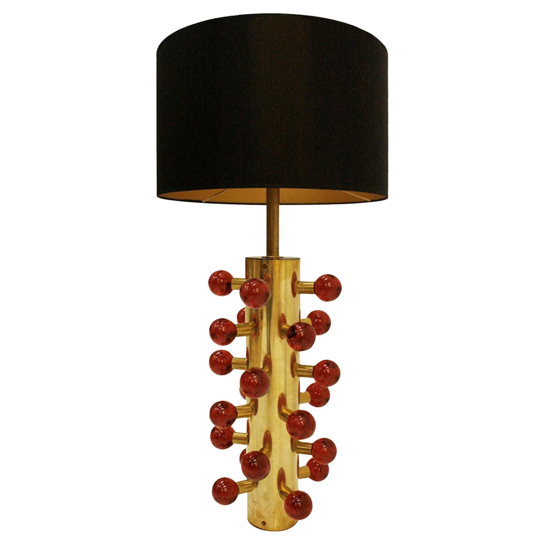 I.A. Studio Paire de lampes de table contemporaines en verre de Murano et laiton