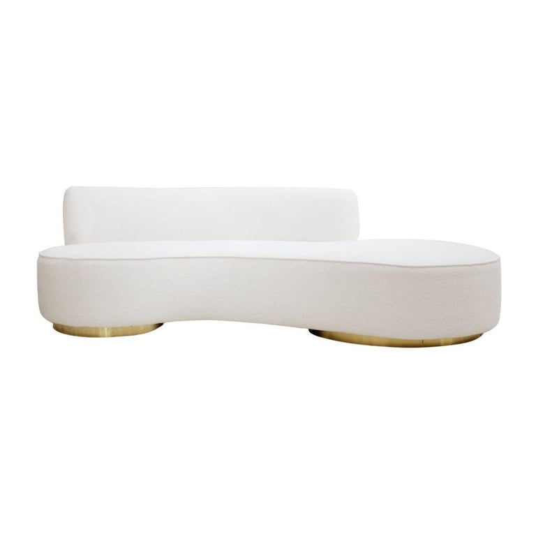 L A Studio Contemporary White Wool Bouclé Upholstered Italian White Wool Bouclé Upholstered Italian