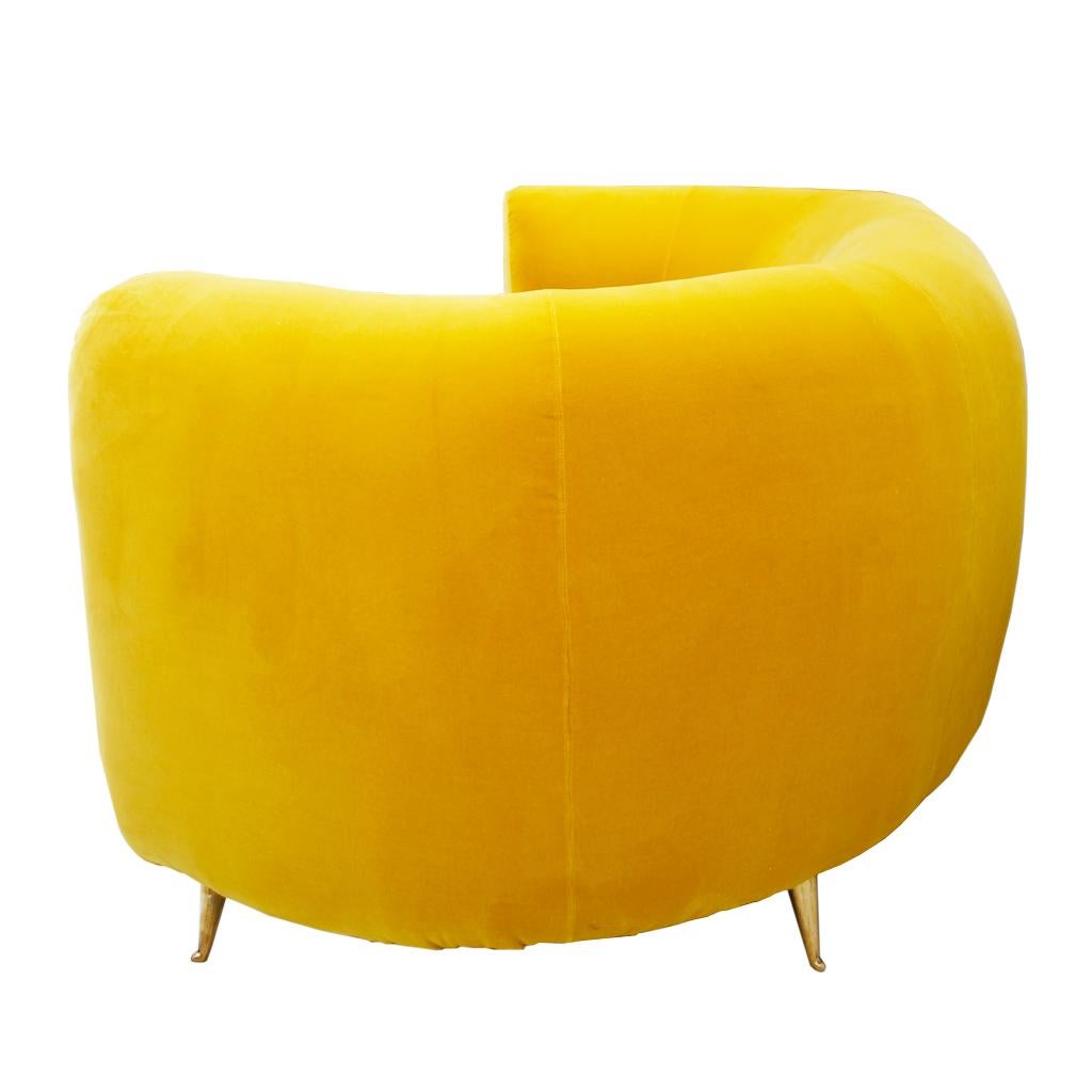 Italian L.A. Studio Curved Yellow Sofa of Six-Seat Manufactured in Italy For Sale