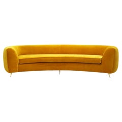 L.A. Studio Curved Yellow Sofa of Six-Seat Manufactured in Italy