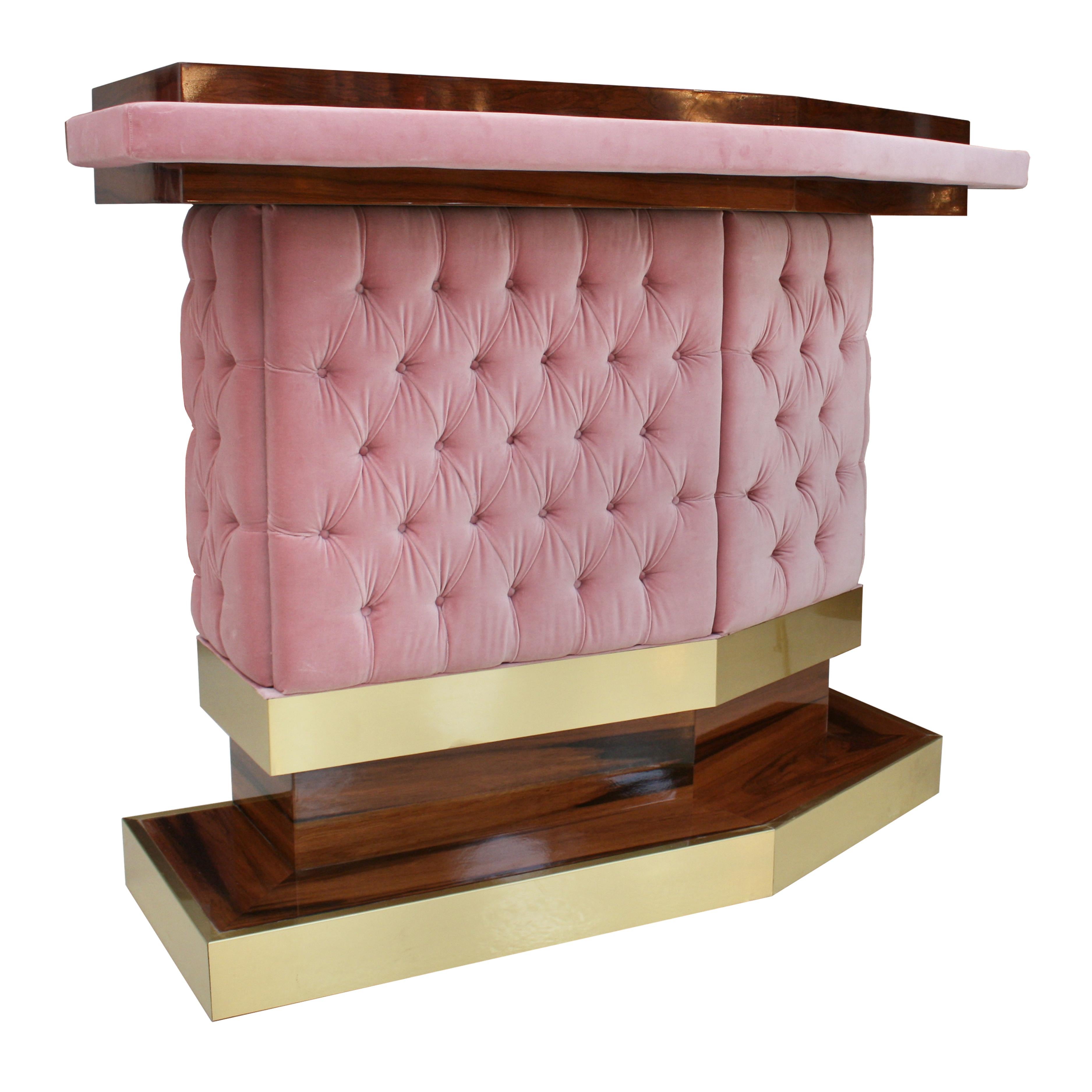 Mid-Century Modern Counter de bar tapissé de bois massif et de velours de coton L.A. Studio Interiorismo en vente