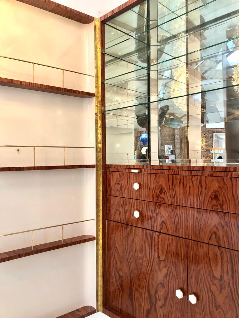 L.A. Studio Lacquered White Wood Paolo De Poli Handles Italian Drinks Cabinet 5