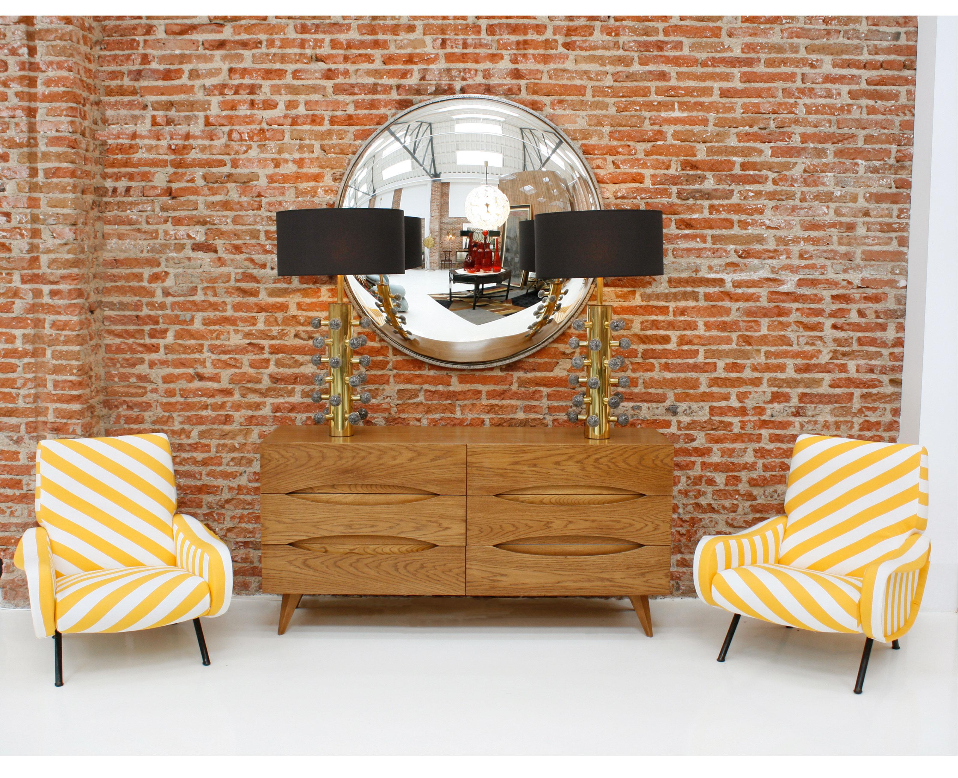 L.a. Studio Mid-Century Modern Style Walnut Wood Italian Six Drawers Sideboard For Sale 1