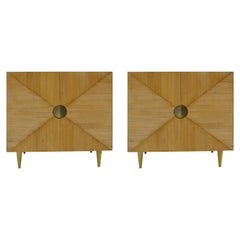 L.A. Studio Midcentury Style Ashwood and Brass Pair of Italian Sideboards