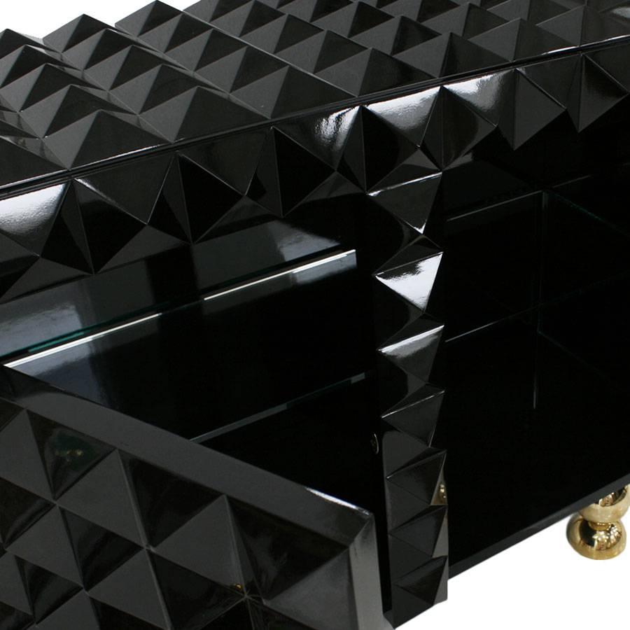 Contemporary L.A. Studio Modern Black Lacquered Pair of Italian Sideboards For Sale