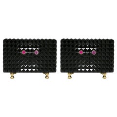L.A. Studio Modern Black Lacquered Pair of Italian Sideboards