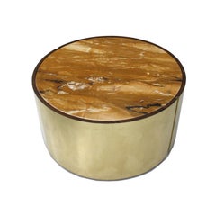 L.A. Studio Modern Brass and Marble Set of Three Italian Side Tables