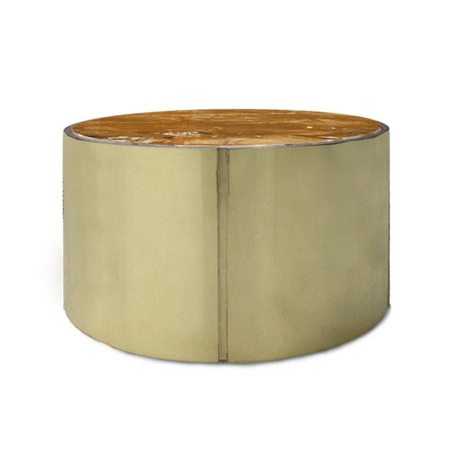 L.A. Studio Modern Brass and Marble Set of Three Italian Side Tables In Good Condition For Sale In Ibiza, Spain