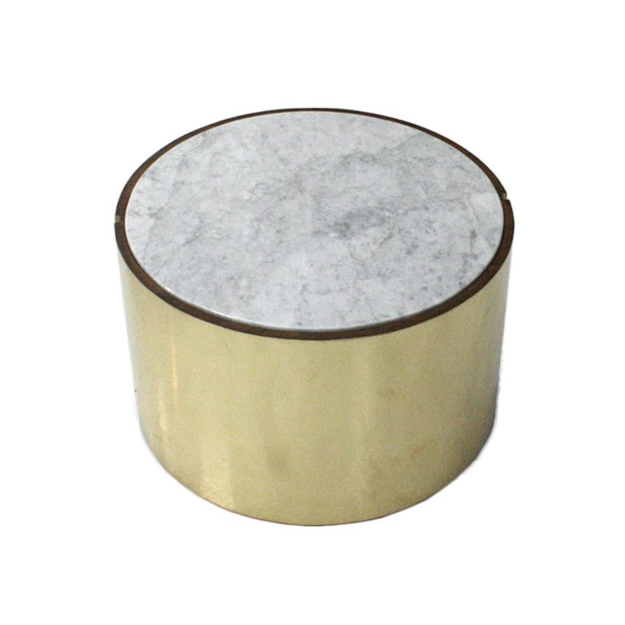 Contemporary L.A. Studio Modern Brass and Marble Set of Three Italian Side Tables For Sale