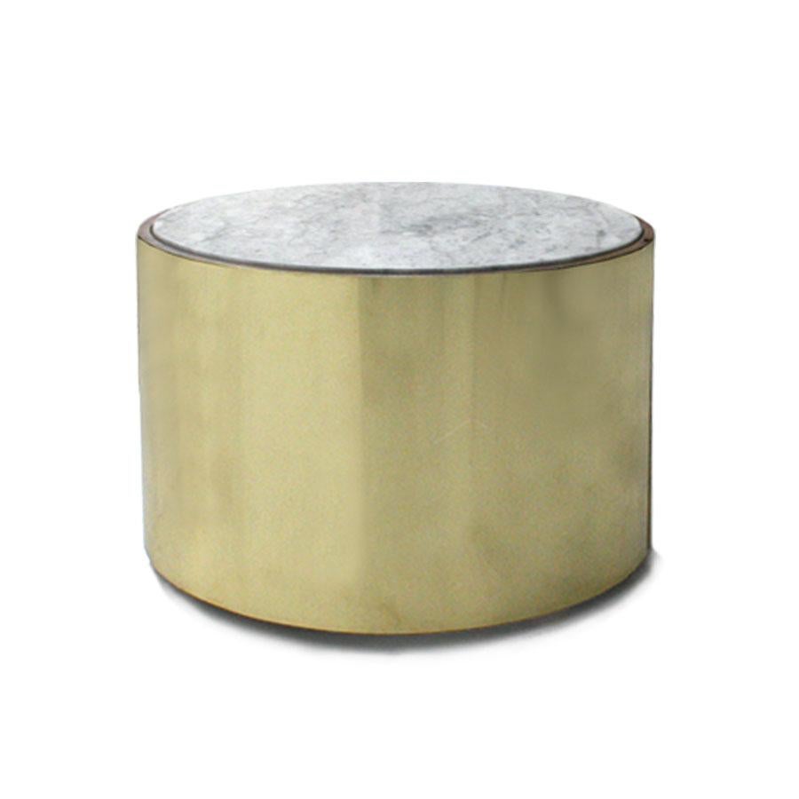 L.A. Studio Modern Brass and Marble Set of Three Italian Side Tables For Sale 1