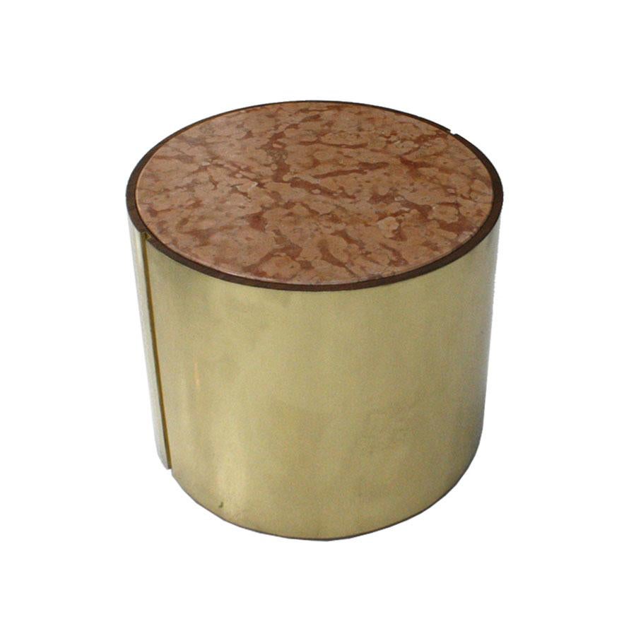 L.A. Studio Modern Brass and Marble Set of Three Italian Side Tables For Sale 3