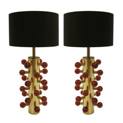 L.A. Studio Pair of Table Lamps Made in Murano Colored Glass